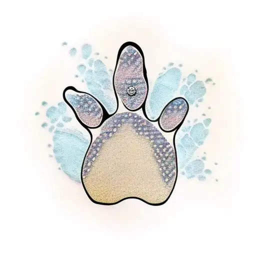 Dog Paw Print With Diamond Layered Background With Fading