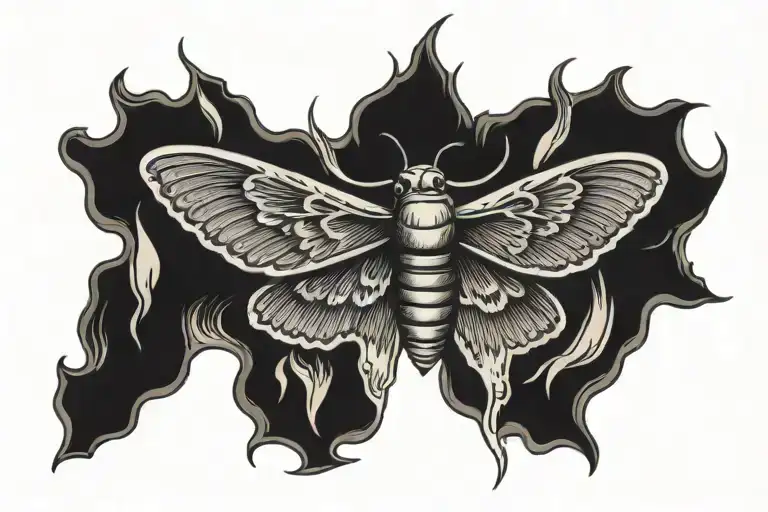 Horizontal Candle Burning At Both Ends With An Engulfed Moth At One Side