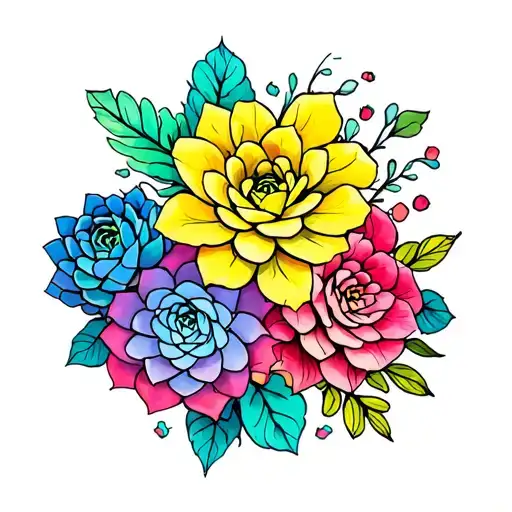 Colorful Succulents Intertwined