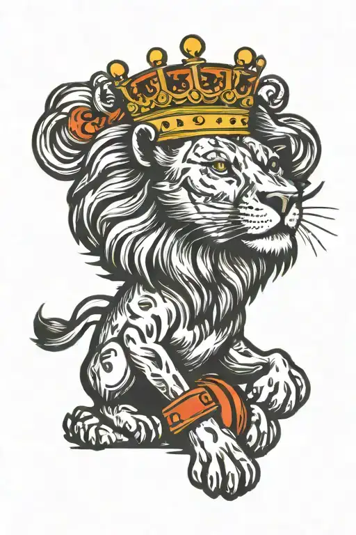 Lion With Boxing Gloves And Crown