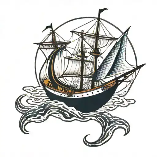 Sailboat At High Noon With An Otter