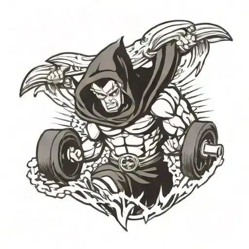 Hooded Figure Super Saiyan Lifting Weights