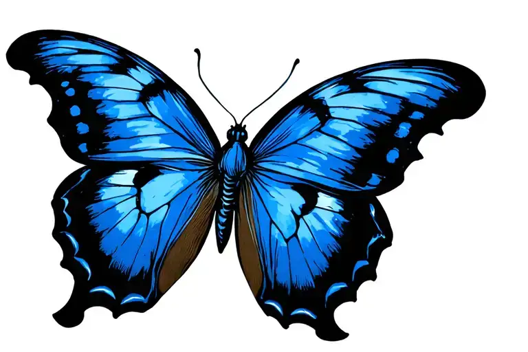 Blue Morpho Butterfly In A Blackwork