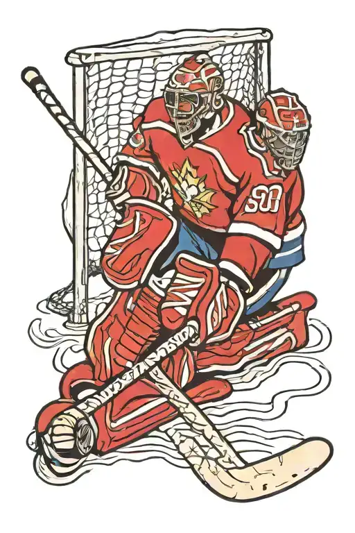 Ice Hockey Goalie Making A Save
