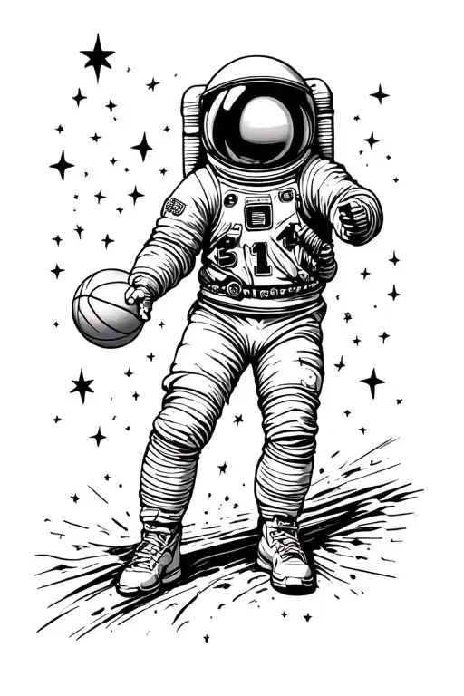 The World Is Yours But Shoot For The Stars With Basketball And Astronaut