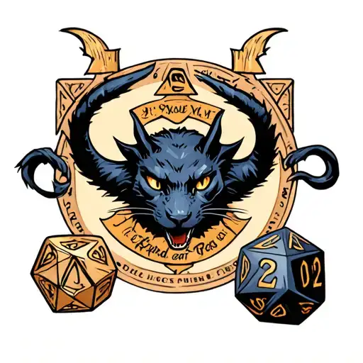 A Displacer Beast Surrounding A D20