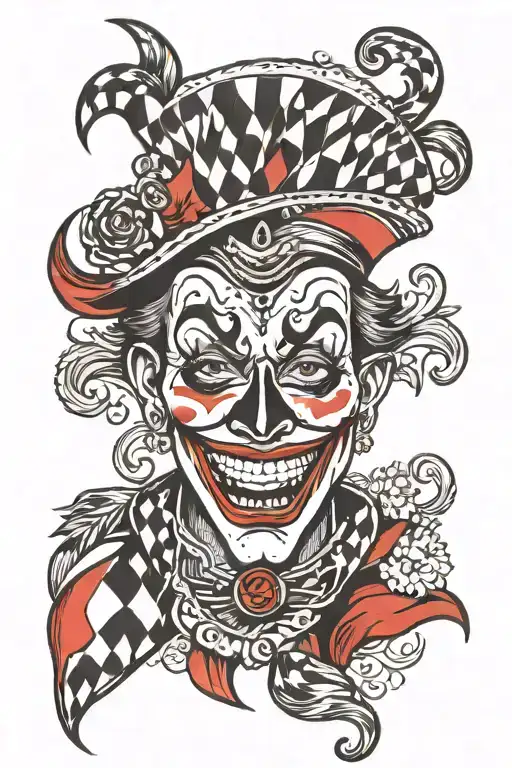 Harlequin Half Face Smile Half Grin