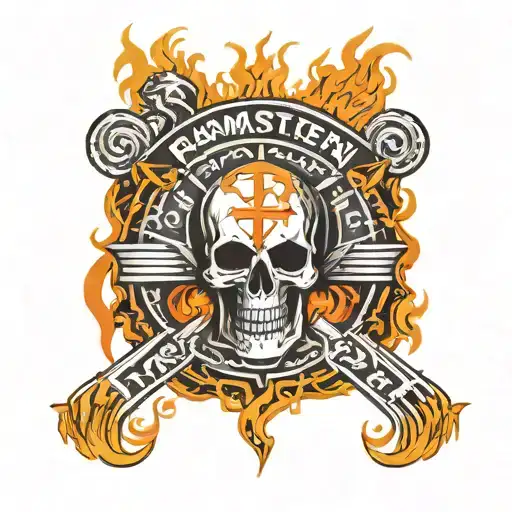 Rammstein Logo With Flames Surrounding