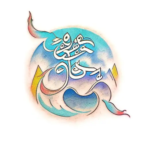 Traditional-style Tattoo Showcasing The Beauty Of Malayalam Calligraphy With Travel Elements