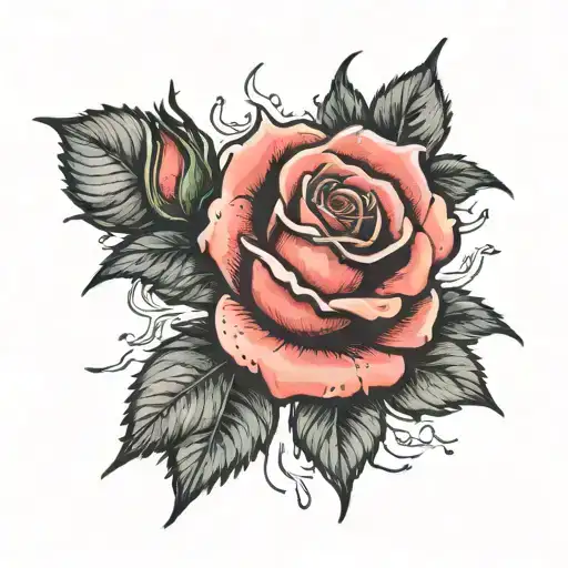 Rose Growing From Ice Frozen Ground