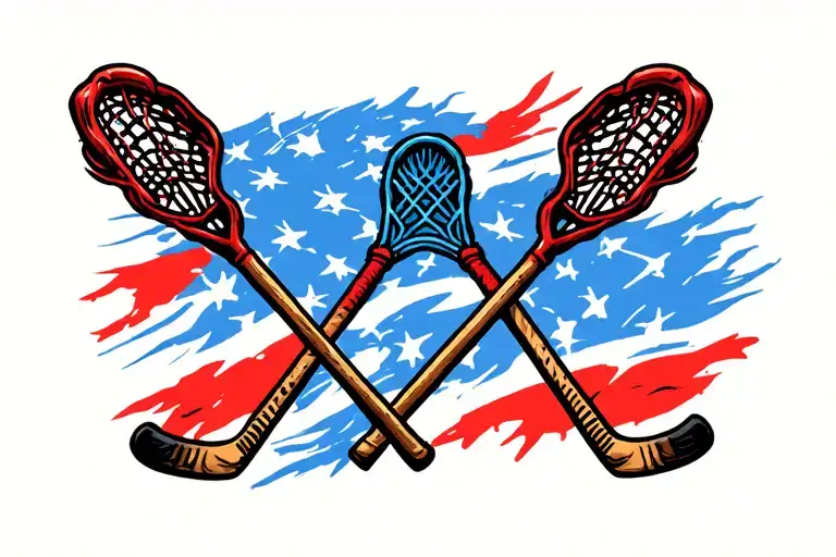 Lacrosse Stick And Hockey Stick Crossed
