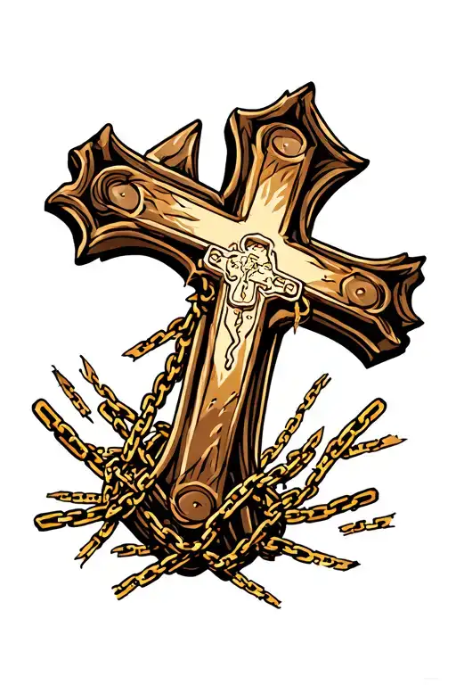 Christian Cross With Broken Chains