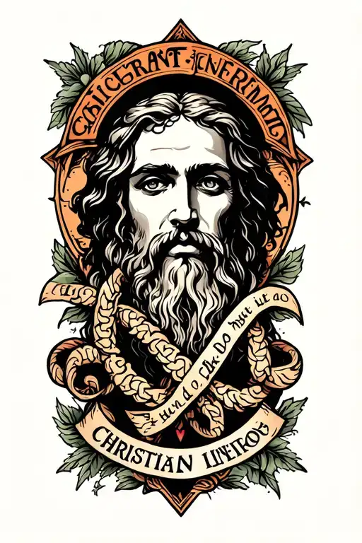 Pagan Inspired Tattoo With The Name Christian Intertwined