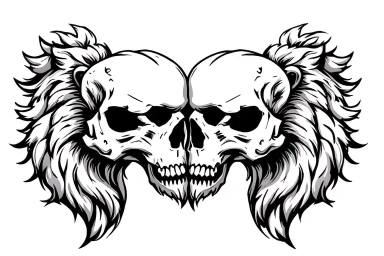 Skull Lions Facing Each