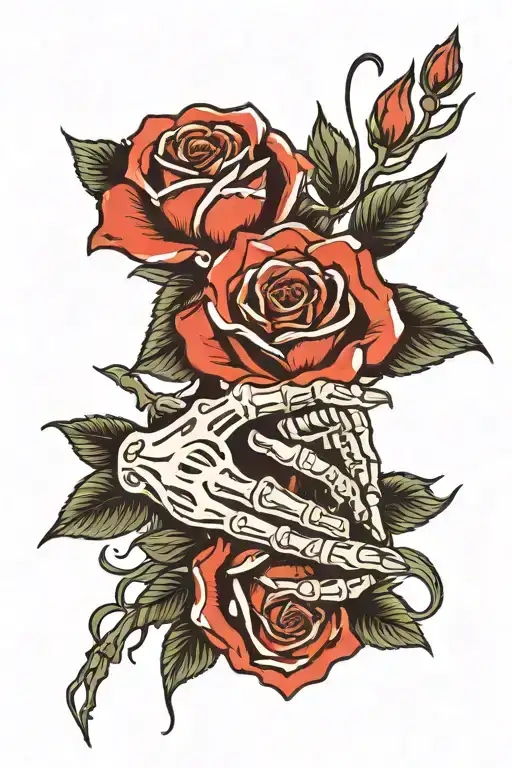 Bone Hands Holding Roses