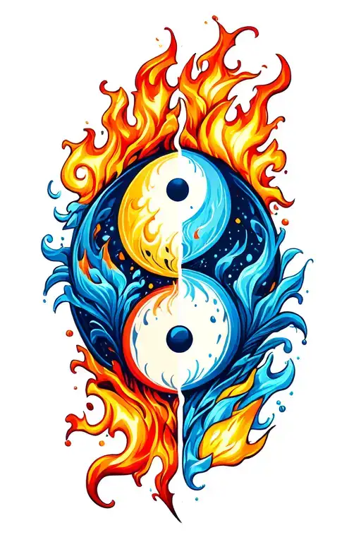 Yinyang Symbol Split Fire And Ice