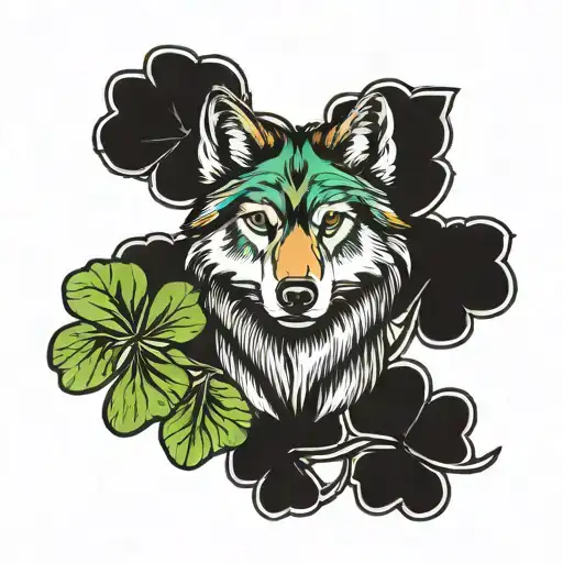 Four Leaf Clover And Wolf