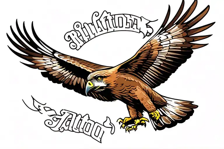 American Traditional Red Tail Hawk Soaring