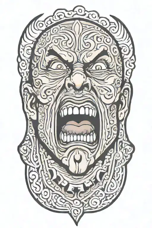 Man Screaming Wearing Mask Fighting Off Inner Demons