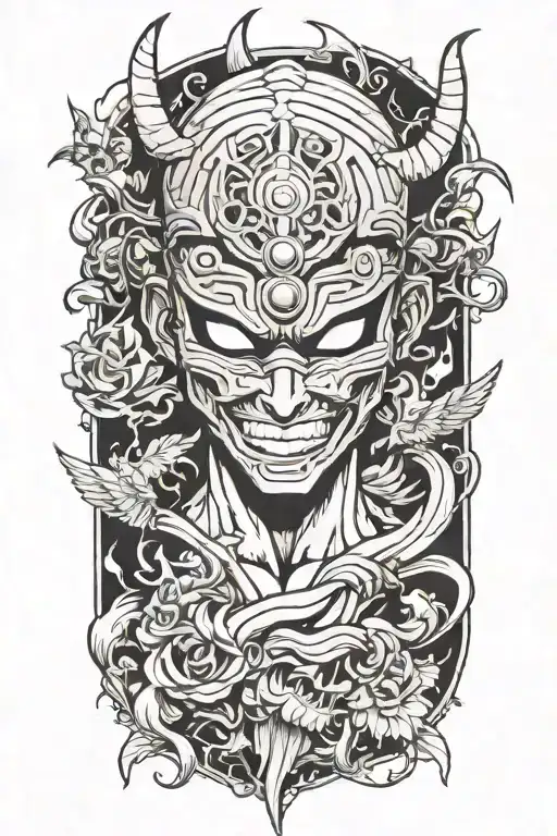 Anime Character Wearing A Mask Fighting Off Inner Demons