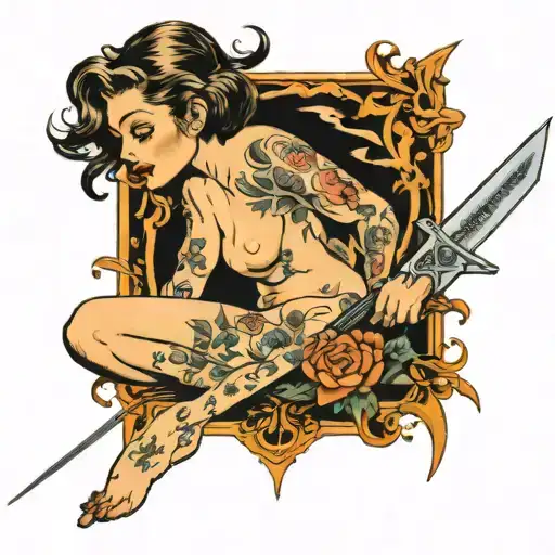 Naked Girl With A Knife