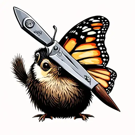 Lemming With A Butterfly Knife Piercing