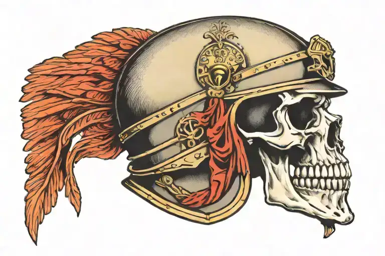 Skull Wearing A Roman Legionnaire Helmet