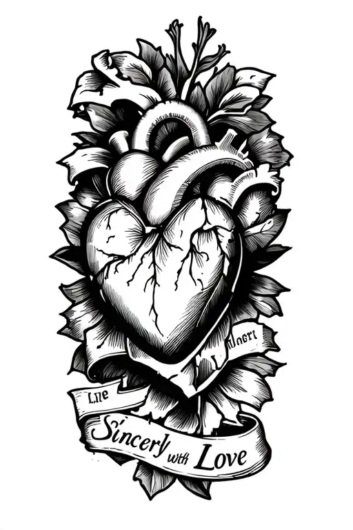 Draw An Ed Hardy Like Torn Heart With The Words Sincerly With Love