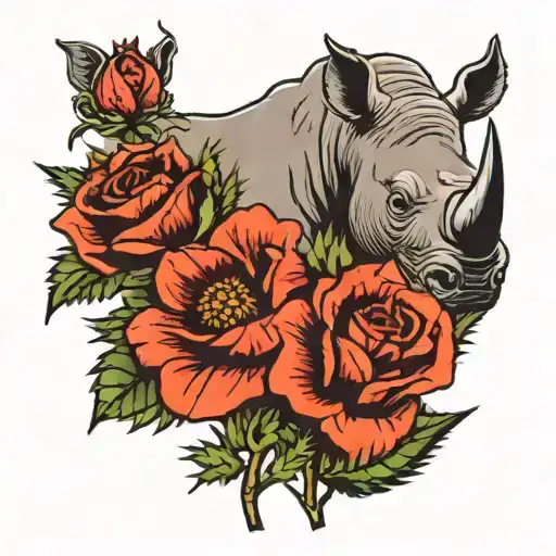 Rhinos And Panthers And Scottish Thistle Intertwined