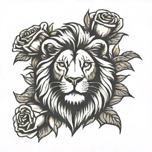Lion And Roses With Cubes