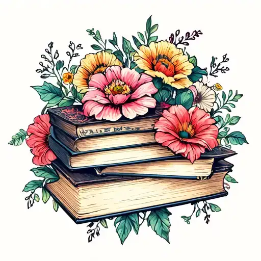 Books With Flowers Surrounding