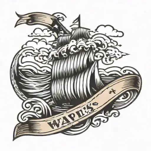 Waves And Banner Wrapped