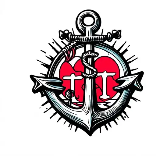 An Anchor With The Symbols Of Faith Hope And Love