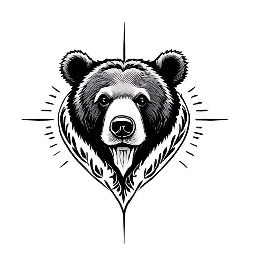 Minimalist Mascline Bear Tattoo Rebirth Scalp Tattoo Male