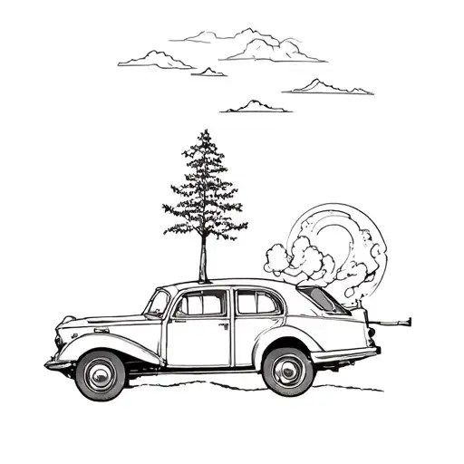 A Car With A Tree On Top