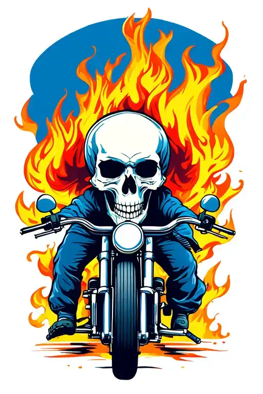 Skull Riding A Bike And The Bike Is On Fire In Bluey Theme
