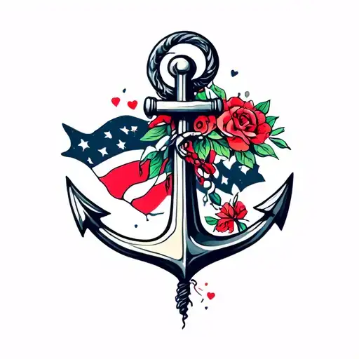 An Anchor With The Symbols Of Faith Hope And Love