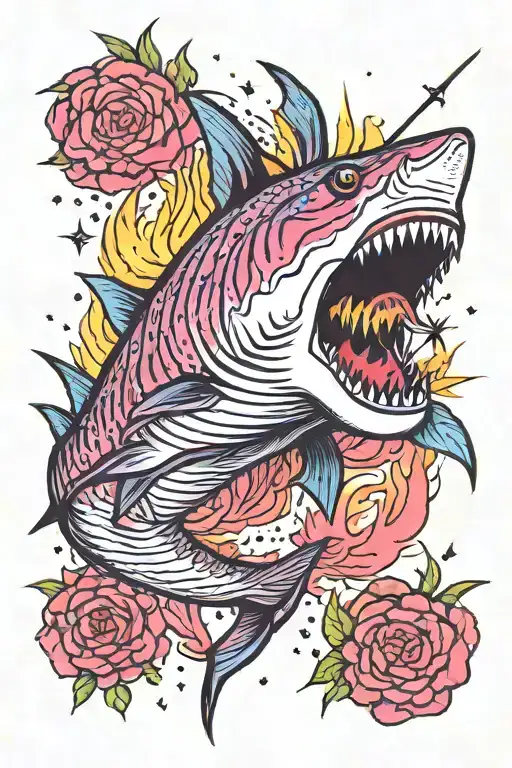 Pink Tiger Shark Fireworks Exploding