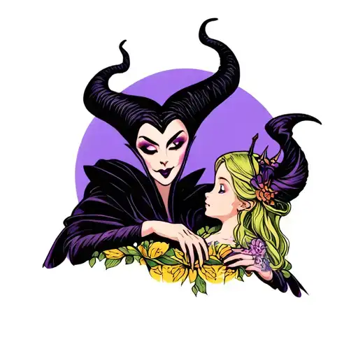 Maleficent Taking Care Of Young Aurora