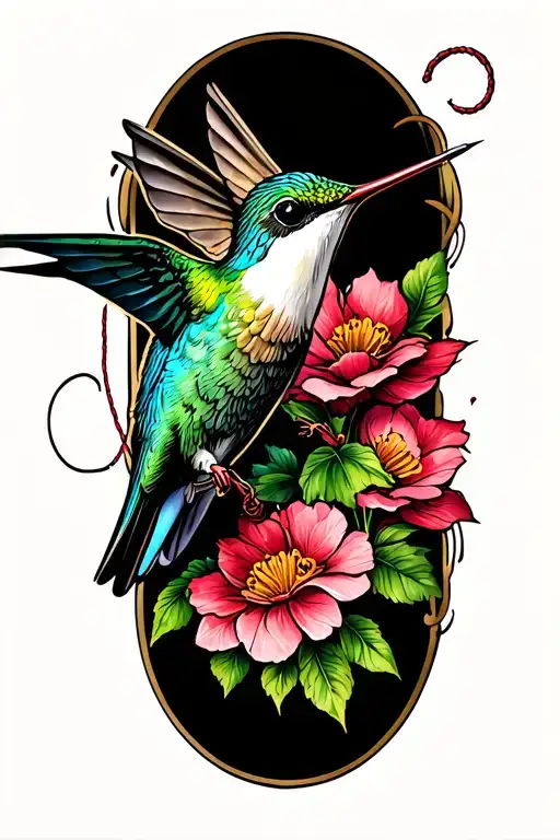 Hummingbird With Needle And Thread Through The Skin