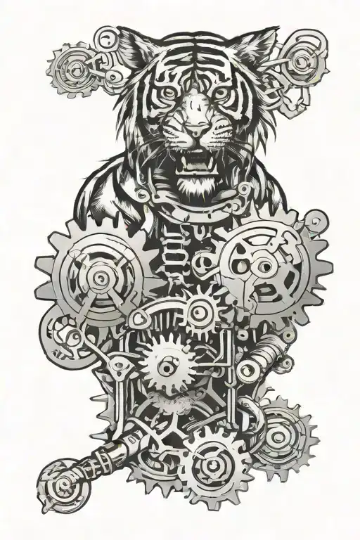 Tiger Scratch Mechanical Gears In Wound Stiched