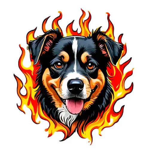 Dog In Flames Left Arm