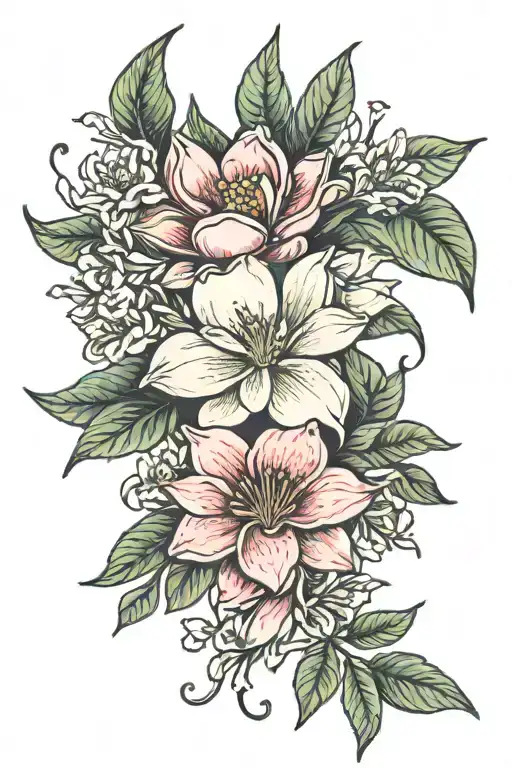Magnolias And Honeysuckles Flowers