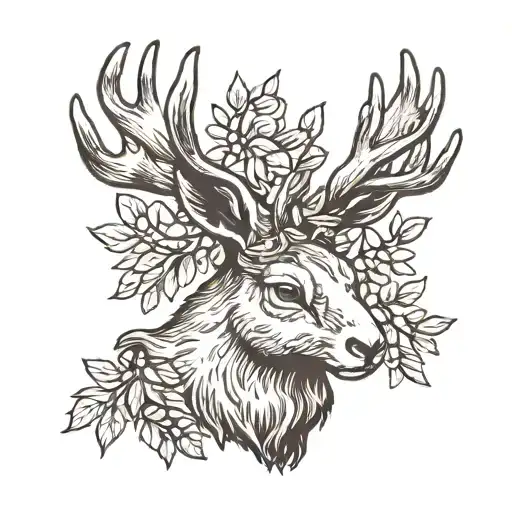 Jackalope Head With Olive Branches For Antlers