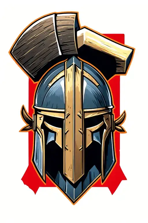 Front Facing Spartan Helmet Ontop Thrall's Hammer