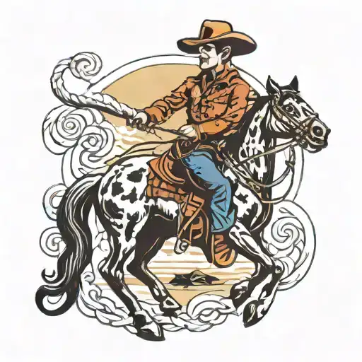 A Cowboy Branding The Devil With Knots Tied In His Tail