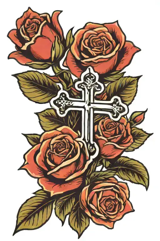 Simple Rose And Cross
