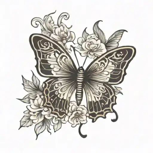 Butterfly With Chinese Art In The Style