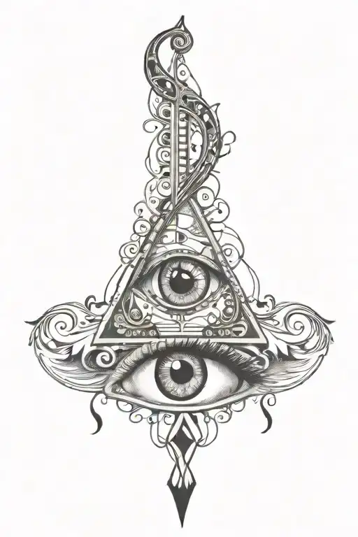 Small Beautiful Eyes Surrounded By Music Notes Money Symbols Intertwined