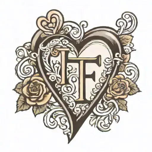 Letter F Inside A Heart